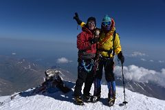 
Jerome Ryan, Dangles And Guide Liza Pahl On The Mount Elbrus West Main Peak Summit 5642m
